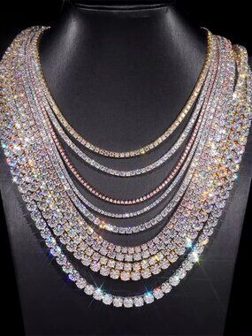 2MM Mossainte 925 Sterling Silver Diamond Tennis Chain